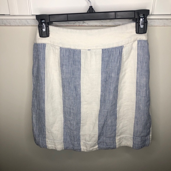 Free People Linen Wrap Skirt Blue and White Size 4 - Picture 6 of 10
